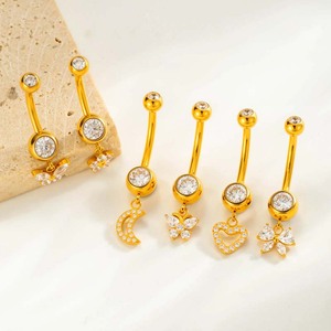 HENGSEN gioielli impermeabili da spiaggia ASTM F136 in titanio <span class=keywords><strong>Piercing</strong></span> <span class=keywords><strong>all</strong></span>'<span class=keywords><strong>ombelico</strong></span> gioielli esterni filettati CZ anelli pendenti per <span class=keywords><strong>ombelico</strong></span> - Product Image 3