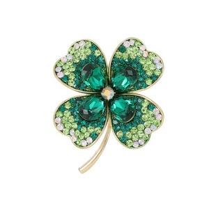 Broches à l'huile en forme de corsage, incrustées de diamants, à quatre feuilles - Product Image 1