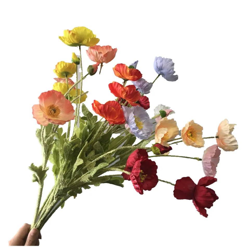 Qslh flores artificiais para decoração, flor de cocô de seda artificial para casamento