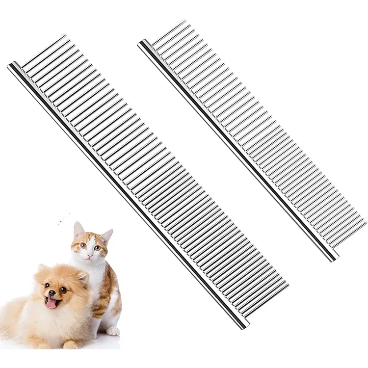 WholesaCustomペット猫犬グルーミングコームステンレス鋼広く適用ポータブル脱毛ブラシ猫櫛