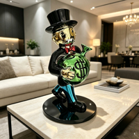 Sculpture Pop Art Sac d'argent Millionnaire en Résine Électroplaquée, Statue Moderne pour Décoration de Table Maison/Bureau, Cadeau d'Art