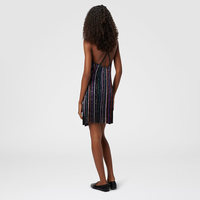Coloré rayé Lurex Sequin Slip robe femmes col en V dos nu robes de soirée avec paillettes scintillantes pour la mode d'été