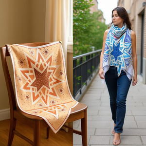 Foulard quadrato 70x70 cm con motivo a stella, accessorio moda per donna - Product Image 2