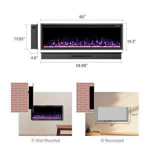 Chimeneas Eléctricas con Luz LED <span class=keywords><strong>Tipo</strong></span> Enchufe Estadounidense, Chimeneas con Llama Calefactada, Control por WiFi/Aplicación, Montaje en Pared, Metal, para Uso en Exteriores, Hogares y Hoteles - Product Image 4