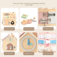 Maison Montessori en bois multifonctionnelle, planche d'activités sensorielles, jouet éducatif pour développer la motricité fine avec serrures et loquets