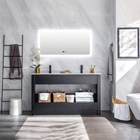 Meuble de salle de bain moderne sur pied en bois, miroir personnalisé de luxe haut de gamme 2025
