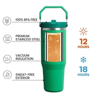 Gobelet en acier inoxydable de 30 oz et 20 oz, bouteille d'eau, gobelet de sport d'extérieur avec poignée et couvercle à paille rabattable, anti-fuite, gobelet de voyage