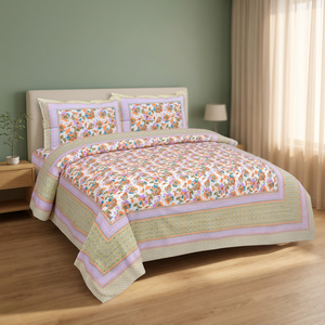 Reversible Bedding Bedspread Printed <b>Throw</b> Blanket 100% Cotton Quilts 2025 House Bedding Indian <b>White</b> Cotton Hand Block Printed - Product Image 3