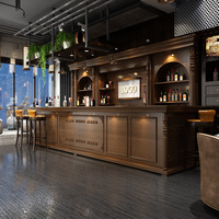 Ensemble de comptoir de bar LED commercial Shinestone avec structure en acier, surface en pierre frittée et comptoirs de bar en bois peints