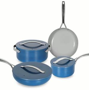 Lot de 7 ustensiles de cuisson <span class=keywords><strong>en</strong></span> <span class=keywords><strong>fonte</strong></span> émaillée antiadhésive, batterie de cuisine robuste pour <span class=keywords><strong>induction</strong></span> - Product Image 4