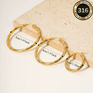 Pendientes exclusivos transfronterizos de acero inoxidable, con diseño de espiral exagerada, chapados en oro de 18K, elegantes para mujer. - Product Image 6