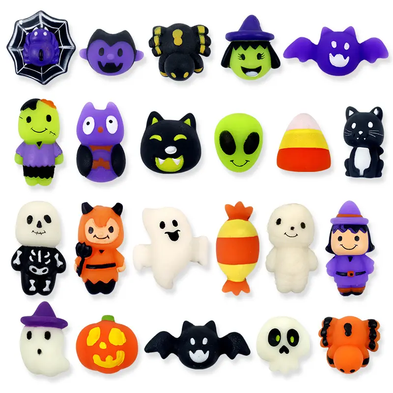 Custom kid anti stress soft stress ball mini kawaii fidget halloween gift box mochi squishy toy for squeeze toys halloween