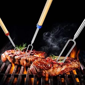 Tenedor telescópico de metal al por mayor para barbacoa con brochetas y varilla extensible para asar malvaviscos para camping - Product Image 6