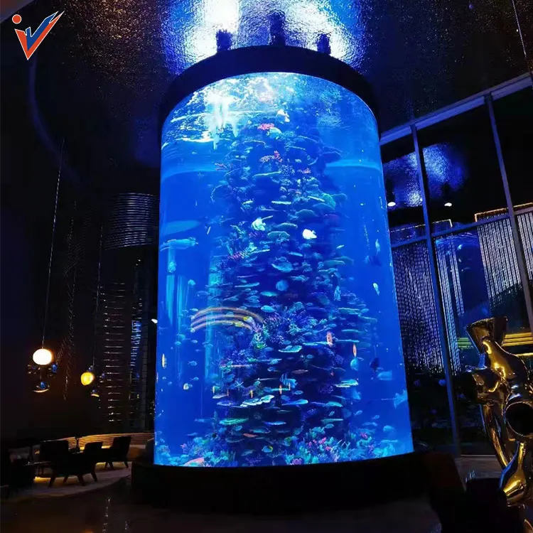 Aquarium Setengah Silinder Bulat Tangki Ikan Akrilik untuk Dijual Dunia Air