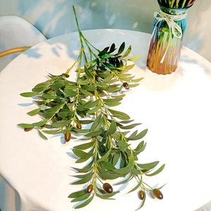 Branches d'arbre d'olive artificielles en plastique en soie, vente en gros, - Product Image 1