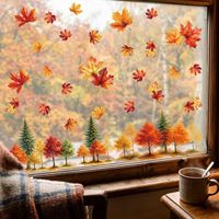 Autocollants décoratifs pour fenêtres à thème feuilles d'automne et Thanksgiving, 9 feuilles en vinyle double face amovibles pour la maison, le bureau et les fêtes en intérieur
