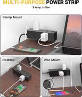 Multiprise à fixation sur bureau avec protection contre les surtensions, PD 20W USB-C, 9 prises CA, 4 ports USB, station de charge de bureau pour le bureau et la maison
