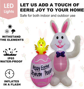 Inflable Impermeable de Conejo de 5 Pies con Huevo de Pascua y Pollito, con Luces LED, Ecológico, Decoración de Primavera para Interiores/Exteriores, Hogar y Fiestas - Product Image 6