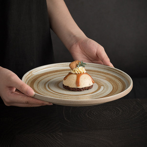 Piatti Rotondi in Ceramica Bicolore Maculata, Piatti da Portata con Bordo Opaco per Colazione, Piatti Principali, Dessert, Catering Domestico, Feste ed Eventi - Product Image 4