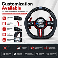 Volant sport en fibre de carbone personnalisé de luxe avec revêtement en cuir pour amélioration de l'habitacle, pièces automobiles de remplacement, LED personnalisées pour la course