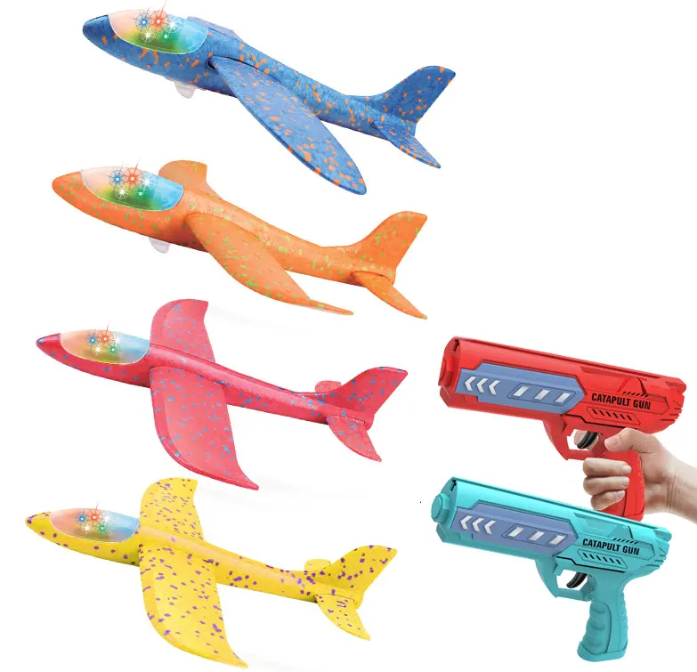 Amazon hot sale catapult airplane gun launch plane gun toy eject flyAing EVA foam flying gliding plane shooting guns