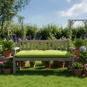 Cuscino Rettangolare Verde per Panchina da Giardino, 100% Poliestere Trapuntato, Resistente all'Acqua, per Tutte le Stagioni - Product Image 2