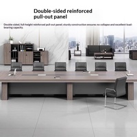 Table de conférence longue, bureau minimaliste moderne, ensemble table et chaises, grande table rectangulaire en bois, mobilier de bureau mobile, pour entreprise