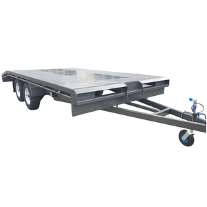 Remorques porte-voitures 4,5T, remorques à plateau plat, remorques pour machines lourdes avec freins et rampe - Product Image 1