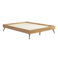 Base de Cama Nórdica de Madera Maciza con Patas Cónicas, Envío Inmediato, para Dormitorio, Tamaños Queen y King, Fácil Montaje, Sin Cabecera
