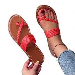 Sandalias de Playa Ligeras con Tiras Tejidas Simples y Punta Abierta para Mujer, Talla Grande, Estilo Europeo Americano, Otoño - Product Image 6
