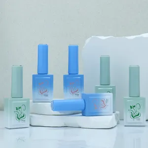 Custom glass gradient colour empty nail polish bottle with color lids unique opaque square nail polish bottles