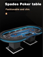 Table de poker LED noire et rouge, table de bureau personnalisée, table USB avec jetons, jeu de cartes, table de jeu