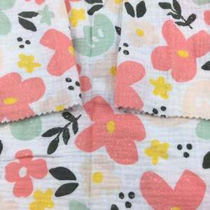 Katoenen Kreukel Dubbellaags Gaas Mousseline Bedrukt Met Zand Gewassen Stof D #216803 Lichtgewicht Hoes Voor Dames Jurken En Blouses - Product Image 2