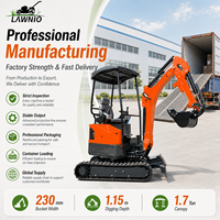 Mini-excavatrice compacte LAWNIO 20X à prix de concession, avec capot, chenilles en caoutchouc et lame de bulldozer, pour travaux en verger, jardin et ferme