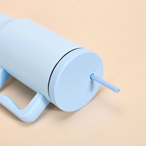 Gobelet de voyage isotherme à double paroi personnalisé de 40 oz avec poignée et paille |   Cadeaux d'entreprise en acier inoxydable en gros pour événements 6-12 - Product Image 2