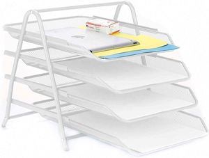 Mesh Metal Desk Organiser 4 Tier <b>File</b> Rack Letter <b>Tray</b> A4 Papers Documents Holder Desk Organizer - Product Image 2