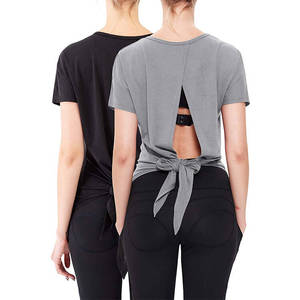 Camisetas de algodón lisas con cuello redondo para <span class=keywords><strong>mujer</strong></span> y hombre, ideales para entrenamiento. Venta al por mayor disponible. - Product Image 4