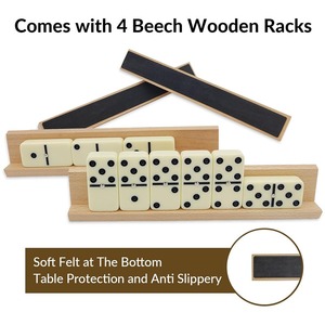 Jeu de dominos géants en bois double 6 pour adultes - 4 supports/plateaux et 28 tuiles - Étui de transport portable - Jeu de société familial - Product Image 4