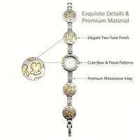 Montres pour femmes en alliage personnalisées OEM, élégantes, avec bracelet en strass, montre rétro argentée et dorée bicolore, vente en gros