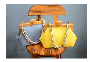 Wooden Clip Tote Bag Women Luxury <b>Chain</b> Handle Bucket Bags Box Instote <b>Handbag</b> Messenger Bag Crossbody Clutch - Product Image 6