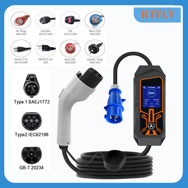 Hot Sale 7KW Portable EV Charging Station GBT Type 2 Electric Vehicle Charging Cable with 32A Output New Condition