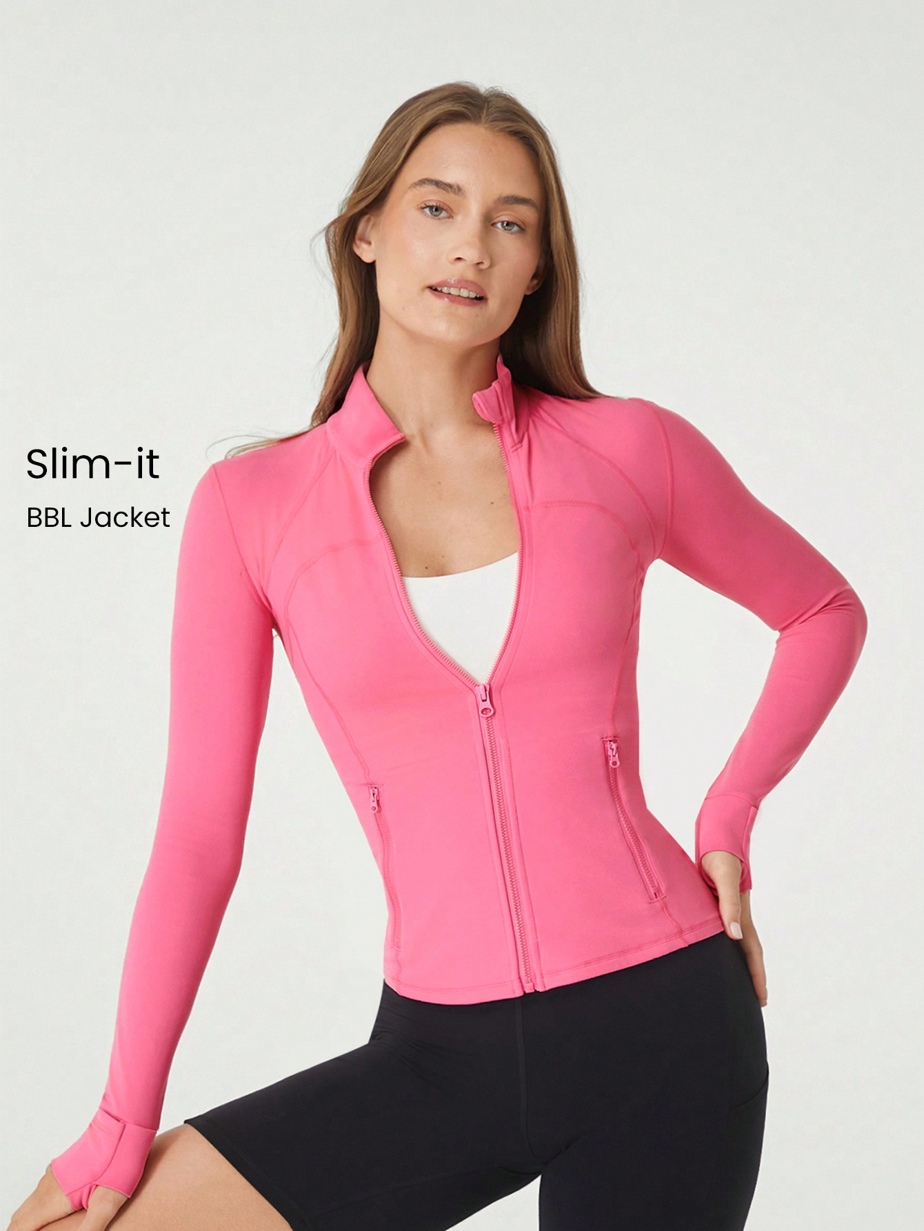 ODM Customizable Slim-It Streamline Performance Secure Pockets Zip Up Long Sleeve Fitness Gym Sports Top Yoga Jacket For Women
