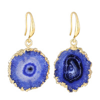 Boucles d'oreilles en géode naturelle brute en gros, pendantes en agate drusy pour femme, idéales pour les soirées, festivals de musique, tenues de soirée et cadeaux originaux