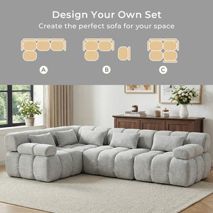 Sofá Seccional Modular Envasado al Vacío, Sofá Combinado de Chenilla, Esponja de Alta Resiliencia para Sala de Estar/Apartamento - Product Image 6