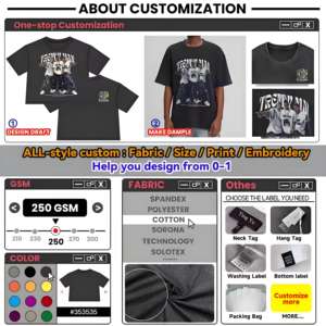 Kaos Rajut Oversize Unisex 100% Katun OEM Grosir, Sablon DTG, Berat, Cuci Asam, Vintage, Custom, Cepat Kering - Product Image 6