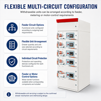 GCL Panneau d'alimentation intérieur extractible avec mesure de circuit, barres omnibus Cuivre/Aluminium, certifié IEC, pour distribution d'énergie industrielle et applications aquatiques