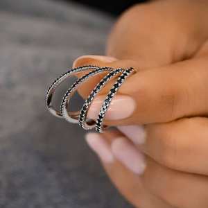 Luxury Handmade 18k Solid Gold Wedding Band Full Eternity <b>Stacking</b> <b>Ring</b> with 50 Natural Diamonds IGI Certified Unisex - Product Image 3