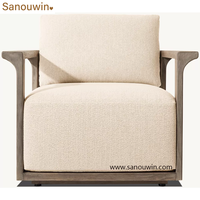 Fauteuil de jardin moderne en bois pour l'extérieur, avec coussin, résistant aux intempéries, chaise longue de patio