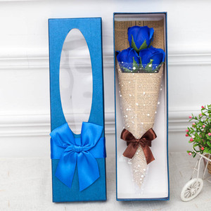 Bouquet De fleurs artificielles, écrin cadeau avec 3 roses pour journaux, 24/lot, fausses fleurs, pour un mariage - Product Image 3