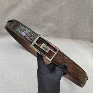 Ceinture homme en cuir de crocodile véritable 100% de la marque Man, boucle en acier, largeur 3,8 cm, longueur 105-125 cm, légère et durable - Product Image 6